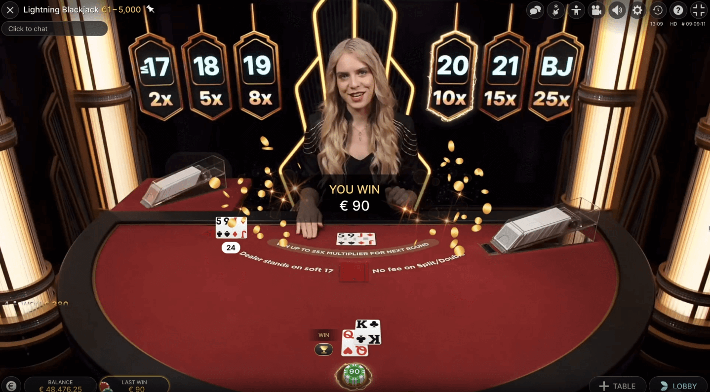 Lightning Blackjack (Evolution Gaming) Image 2